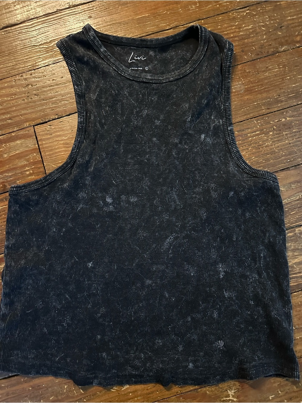 Livi Black Mineral-Wash Ribbed Tank